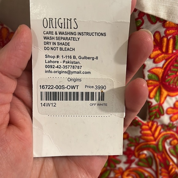 New! Origins kaftan orange /red embroidered cream long tunic coverup siz… - Picture 6 of 9